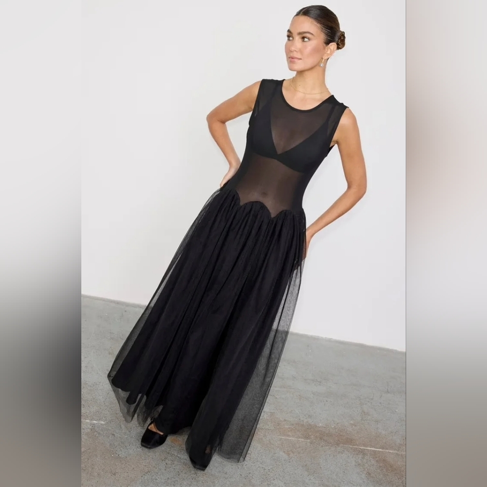 Never Fully Dressed Black Mesh Monika Dress US size 10